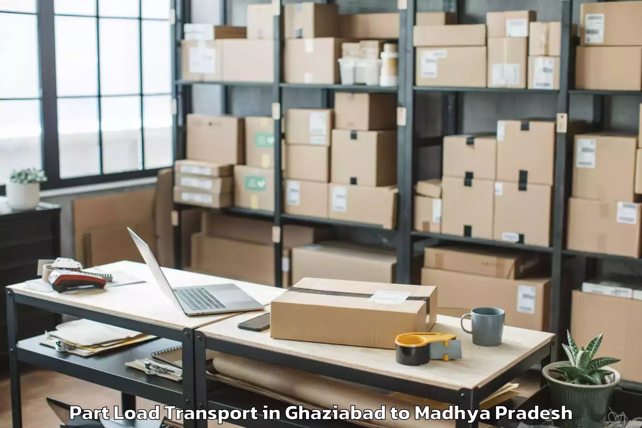 Book Ghaziabad to Maksi Part Load Transport Online